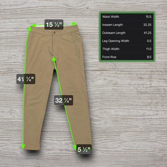 ★ Lululemon Classic Khaki Style Casual Slim-Fit Chino Pants ★ - Picture 6 of 8